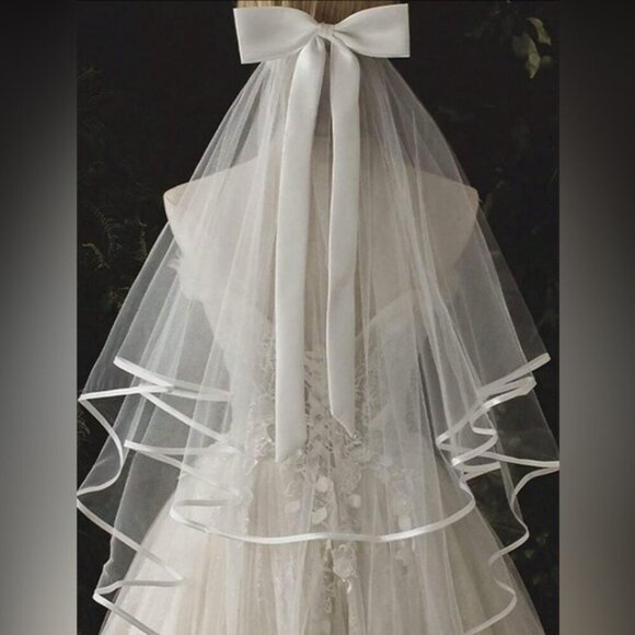 hautesales Accessories - Stunning Sheer Bridal Veil with Satin Trim and Bow 💗💗 NWT